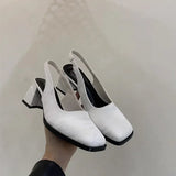 Wexleyjesus High Heels Sandals Women Square Toe Party Shoes Summer  Slippers Fashion New Chunky Elegant Female Pumps Zapatos Slingback