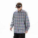 Wexleyjesus Spring Long Sleeved Shirt Men Oversized Fashion Colorful Plaid Shirt Men Streetwear Korean Loose Casual Shirt Mens Retro Shirts