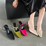 Wexleyjesus New Fashion Hollow Out Mule Slippers Pumps Women Shallow Pointed Toe High Heels Sandals Spring Ladies Shoes