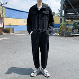 Wexleyjesus Japanese Retro Workwear Jumpsuit Men's Loose High Street Personality Casual Simple Hip-hop Jumpsuits Men Bottom Male Clothes