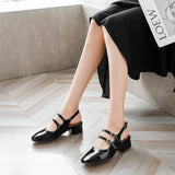 Wexleyjesus  New Fashion Square Toe Low Heels Pumps Patent Leather Wrap Burgundy Shoes for Women