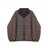 Wexleyjesus Autumn Retro Plaid Reversible Workwear Jackets Couples Loose Casual High Street Personality Niche Tops Jacket Male Clothes