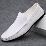 Wexleyjesus Fashion Mens Shoes High Quality Brand Loafers Comfy Leather Boats Shoes White Men Summer Casual Shoes Mocassin Plus Size 47