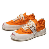 Wexleyjesus Orange Canvas Shoes Men Casual Platform Shoes Designer Mens Canvas Sneakers Street Vulcanized Shoes Men Zapatillas Hombre Male