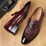 Wexleyjesus Man Shoes Crocodile Grain Leather Dress Business Office Slip-on Mens Wedding Party Loafers Men's Casual Buckle Flats