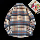 Wexleyjesus Fashion Spring Plaid Long Sleeve Shirt Jacket Turn Down Collar Shirt Retro Youth Casual Men Women Shirt Coat Men Clothing