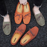 Wexleyjesus 2024 Half Slippers Mens Slip on Moccasins Suede Shoes Men Casual Driving Shoes Breathable Loafers Fashion Half Shoes Lazy Shoes