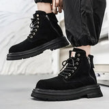 Wexleyjesus Suede High Top Male Casual Boots Lace Up Social Cheap Clearance Free Shipping Footwear Offer Low Price Pu Men's Leather Shoes