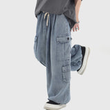 Wexleyjesus Baggy Cargo Jeans Men Oversize Wide Leg Denim Trousers Male Cargo Pants Japanese Casual Loose Streetwear Hip Hop