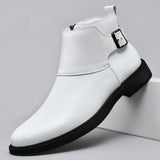 Wexleyjesus British Style Chelsea Boots for Men Side Zipper Leather Man Ankel Boots Slip on Business Dress Shoes Warm Plush Fur Winter Boots