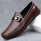 Wexleyjesus Mens Casual Leather Shoes Handmade Slip on Loafers Elegantes Moccasins Breathable Male Driving Shoes Formal Dress Walking Shoes