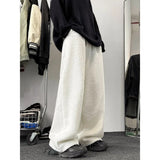 Wexleyjesus Winter Woolen Pants Men Warm Fashion Retro Straight Pants Men Oversized Streetwear Loose Wide Leg Pants Mens Trousers M-2XL