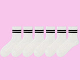 Wexleyjesus 6/12 Pairs New Fashion High Quality Men's Cotton Socks Breathable Round Neck Socks Mid Tube Socks Simple Women's Striped Socks