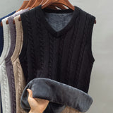 Wexleyjesus Fashionable Autumn and Winter Thick and Fluffy Vest Men's Warm Sweater Sleeveless Knitted Yarn Top Male Clothing