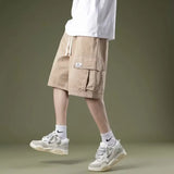 Wexleyjesus Cargo shorts men's summer loose-fitting five-point pants multi-pocket functional sports pants