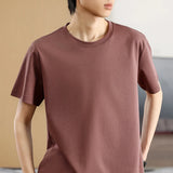 Wexleyjesus  100% Pure Cotton Short Sleeved Men's Round Neck Pullover Summer New Tank Top Casual Loose Knit Bottom Thin T-Shirt