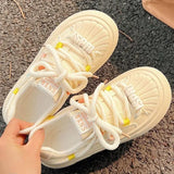 Wexleyjesus Fashion Casual Platform Sneakers Women Summer New Designer Breathable Canvas Shoes Students Beige Lace Board Shoes Woman