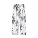 Wexleyjesus Spring Summer Ice Silk Printed Straight Pants Plus Size 5XL-M Men's Streetwear Thin Casual Pants Men Comfortable Wide Leg Pants