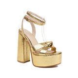 Wexleyjesus Gold Sexy High Heels Luxury Sexy Party Dress Shoes Silver Ankle Strap Chunky 14CM 2024 Summer Open-toe Platform Sandals Pumps