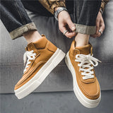 Wexleyjesus Hot Sale Khaki Men's Vulcanize Shoes Breathable Men High Top Skateboarding Shoes Platform Casual Canvas Sneakers Men Espadrilles