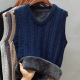 Wexleyjesus Fashionable Autumn and Winter Thick and Fluffy Vest Men's Warm Sweater Sleeveless Knitted Yarn Top Male Clothing