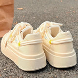 Wexleyjesus Fashion Casual Platform Sneakers Women Summer New Designer Breathable Canvas Shoes Students Beige Lace Board Shoes Woman