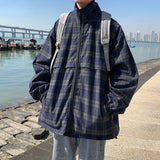 Wexleyjesus Autumn Retro Plaid Reversible Workwear Jackets Couples Loose Casual High Street Personality Niche Tops Jacket Male Clothes