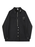 Wexleyjesus Techwear Shirts Men Darkwear Hip Hop Blouses Punk Black Long Sleeve Button Up Male Zipper Harajuku Japanese Streetwear