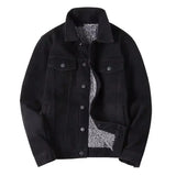 Wexleyjesus Male Jean Coats with Sheep Padding Men's Denim Jacket Wide Sleeves Black Padded Wool Warm Winter Outerwear Aesthetic Clothing G