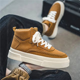 Wexleyjesus Hot Sale Khaki Men's Vulcanize Shoes Breathable Men High Top Skateboarding Shoes Platform Casual Canvas Sneakers Men Espadrilles