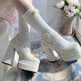 Wexleyjesus White High Heels Mary Jane Lolita Shoes Women 2024 Y2K Chunky Platform Thick Heeled Pumps Woman Diy Ankle Straps Cosplay Shoes