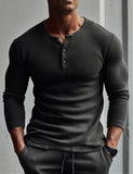 Wexleyjesus New Long Sleeve polyester T-shirt Mens Breathable Thin Fabric Casual T-shirt Spring autum Henry-Neck Basic Tee Tops Man