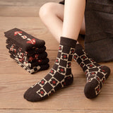 Wexleyjesus Thickened Warm Wool Socks Tube Socks Casual Socks Autumn and Winter Warm Comfortable Cotton Checkerboard Mushroom Cute Socks