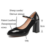 Wexleyjesus NEW Spring Women Pumps Patent Leather Shoes for Women Round Toe Chunky Heel Shoes Super High Heel Mary Janes Modern Shoes Women