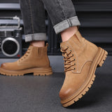 Wexleyjesus Cow Suede Leather Men Boots Casual High Top Winter Ankle Boot Men Footwear Fur Plush Warm Motorcycle Boots Zapatos Hombre