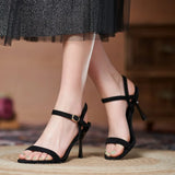 Wexleyjesus Open-toed High Heels Women Sandls Thin Heel Small Size Buckle Sandals Women Shoes