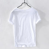 Wexleyjesus New Mens T Shirt Pure Color V Collar Short Sleeved Tops Tees Men T-Shirt Slim Man Bamboo Fiber T-Shirts Fitness Male Clothe