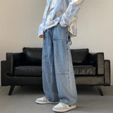 Wexleyjesus Blue White Black Baggy Jeans Men Fashion Casual Wide Leg Jeans Men Streetwear Loose Hip Hop Straight Denim Pants Mens Trousers