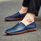 Wexleyjesus Spring Men Sneakers Casual Shoes New Fashion Slip On Loafer Male Flat Comfortable Blue Man Leather Soft Shoes Size 38-50