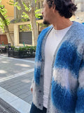 Wexleyjesus Fashion Tie Dye Cashmere Sweater Cardigan Man Long Sleeve Single Breasted Knitted Jacket 2024 Autumn Thicken Warm Woolen Coat