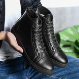 Wexleyjesus New Autumn Winter Men's Shoes Genuine Leather High-top Male Sneakers New Design Casual Leather Boots Classic All-match Man Flats