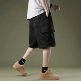 Wexleyjesus Cargo shorts men's summer loose-fitting five-point pants multi-pocket functional sports pants