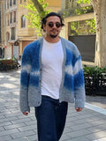 Wexleyjesus Fashion Tie Dye Cashmere Sweater Cardigan Man Long Sleeve Single Breasted Knitted Jacket 2024 Autumn Thicken Warm Woolen Coat