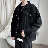 Wexleyjesus Black Denim Short Jacket Men Turn Down Collar Bomber Jacket Jeans Coats Casual Pockets Overalls Streetwear Man Clothing Outwear