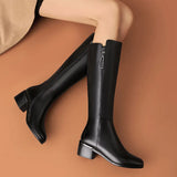 Wexleyjesus Winter Women Boots 2024 New Fashion Women's Knee Boots Fashion Waterproof High Heel Shoes Comfortable Chunky Heel Long Boots