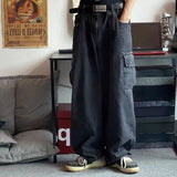 Wexleyjesus Baggy Jeans Trousers Male Denim Pants Black Wide Leg Pants Men's Jeans Oversize Cargo Korean Streetwear Hip Hop Harajuku