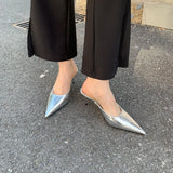 Wexleyjesus Pointed Toe Women Slides Slippers Outside Mules Shoes Black Gold Silver White Thin High Heels Summer Outside Mules Shoes Office