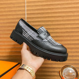 Wexleyjesus Dress Leather Shoes with Thick Soles Fashion Luxury Men Slip on Mocassin Fashion Casual Shoes Classic Original Handmade Shoes