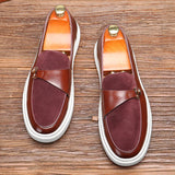 Wexleyjesus Fashion Men's Casual Slip-on Leather Shoes Men Classic Buckle Loafers Moccasins Mens Outdoor Board Shoe Driving Flats