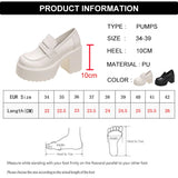 Wexleyjesus Lucyever Black White Chunky Platform Loafers Women 2023 Autumn Thick High Heel Pumps Woman Slip On Pu Leather Goth Shoes Female